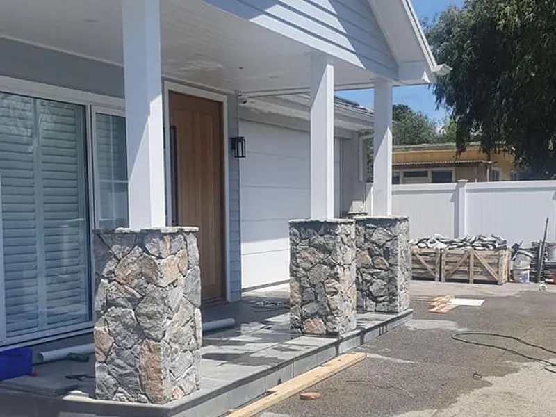 Natural Stone Columns and Entryway completed by Martini Stone Masonry in Calgary and surrounding Alberta communities.