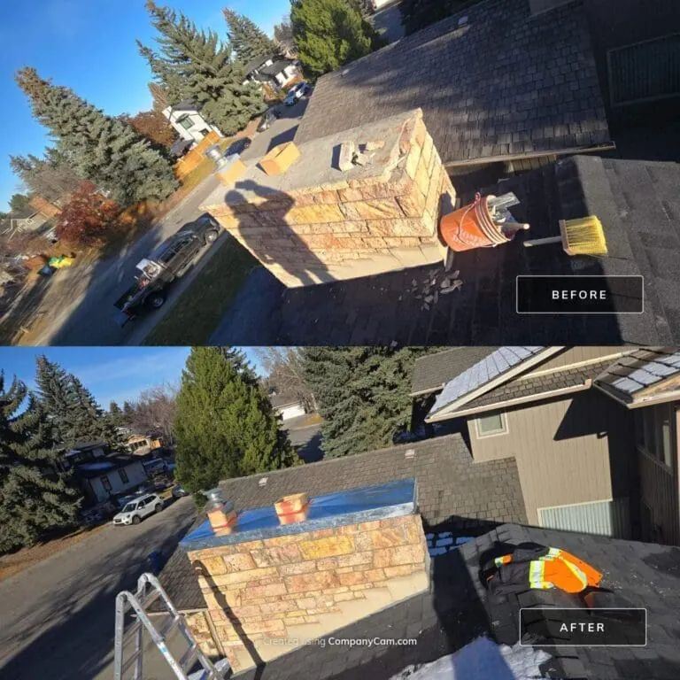 Partial Chimney Rebuild completed by Martini Stone Masonry in Calgary and surrounding Alberta communities.