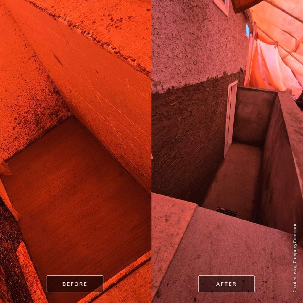 new parging to walk in basement suite at 71 Quigley Dr Cochrane AB