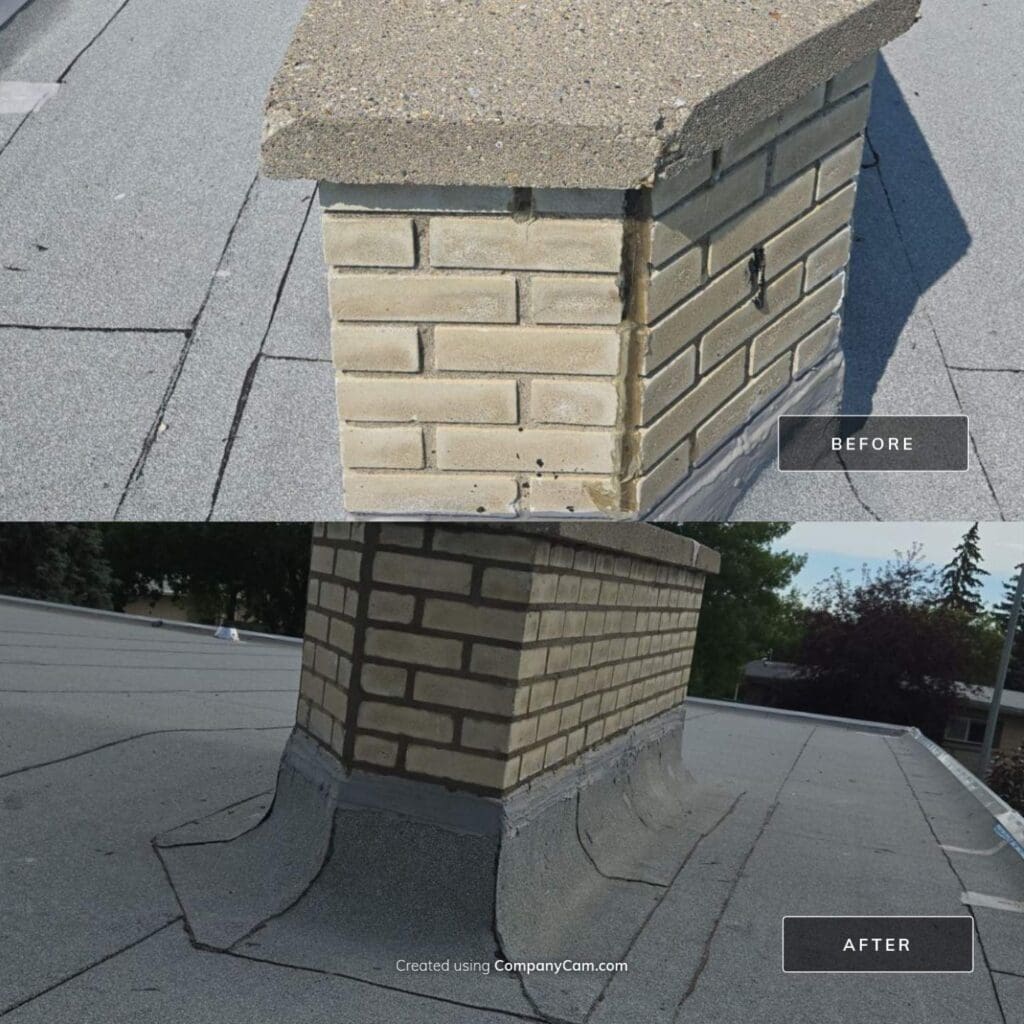 Tuckpointing and brick joint renewal at 7009 Hunterville Road NW Calgary — mortar repointing by Martini Stone Masonry