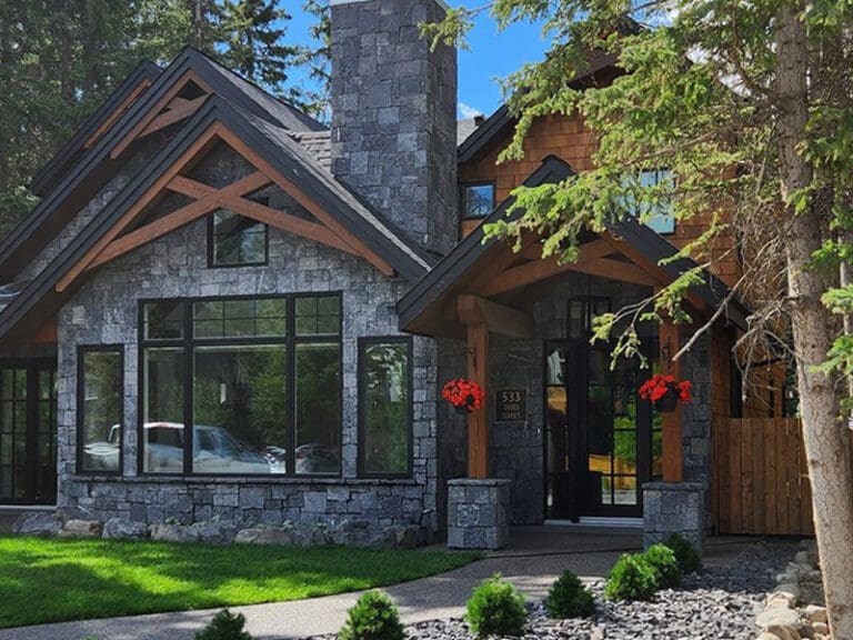 Luxury Natural Stone Home Exterior completed by Martini Stone Masonry in Calgary and surrounding Alberta communities.